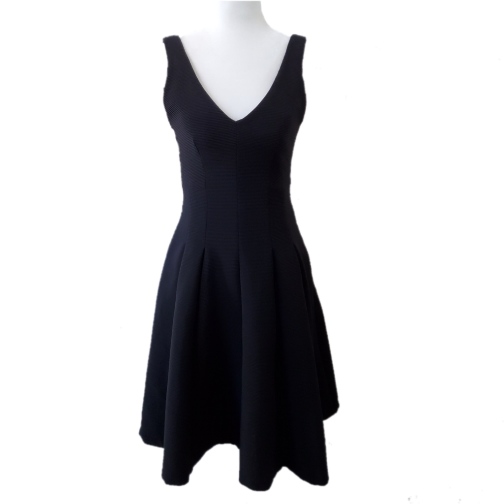 Nanette Lepore Black Ribbed A Line Cocktail Dress